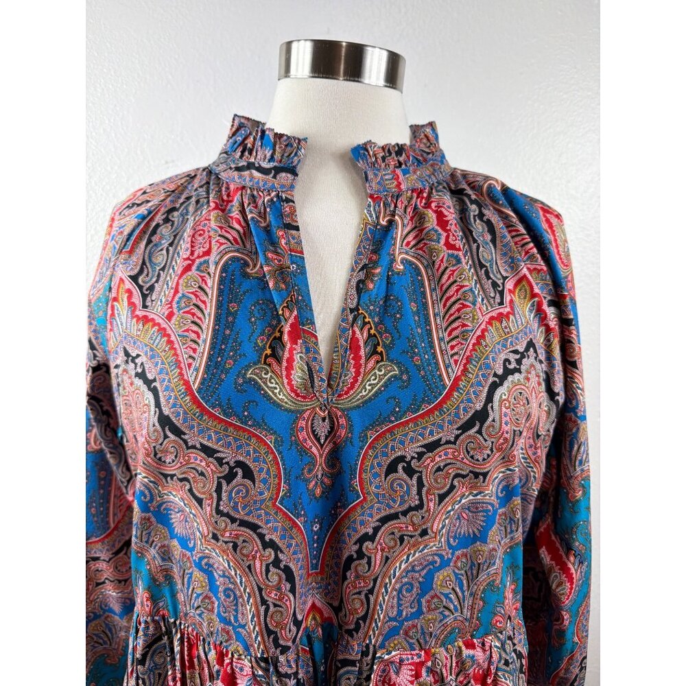 J.Crew Rebecca Ratti Mediterranean Paisley Poplin Dress Size L - Picture 10 of 16